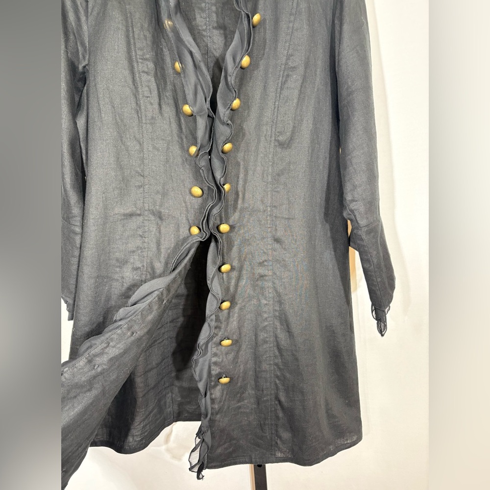 Soft Surroundings Black 100% Linen Ruffled Front Jacket Women’s Size Large - Picture 3 of 8